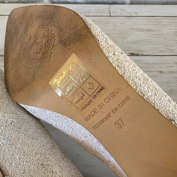 Free People White Glitter Florence Kitten Heel 37 Retro Wedding Prom Dance 6.5 - Picture 9 of 10